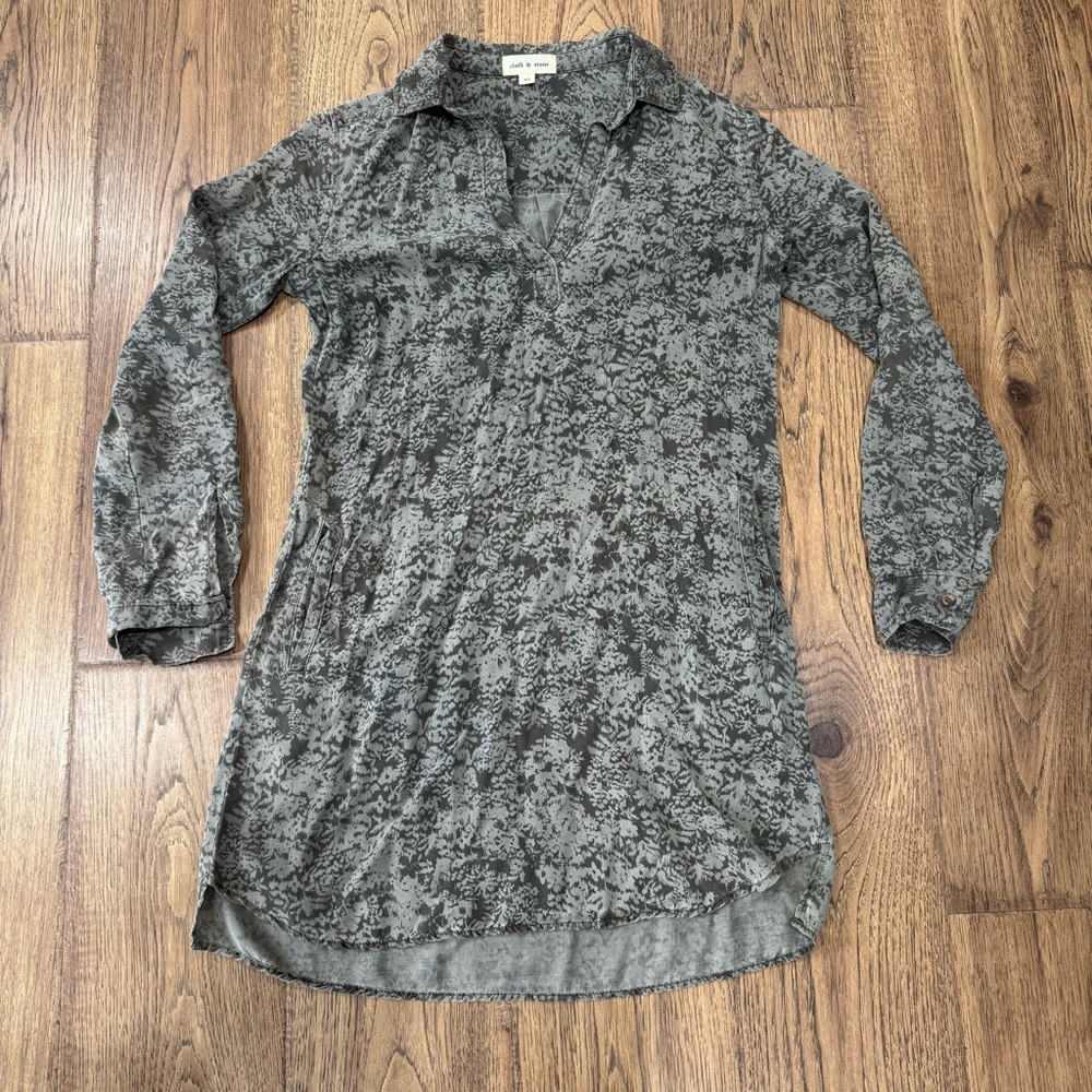 Anthropologie Cloth & Stone Women Floral Tencel Shirtdress Tunic Size: XS